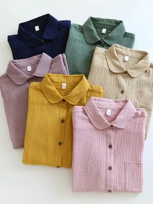 Long Sleeve Cotton Shirts Women Chic Blouses