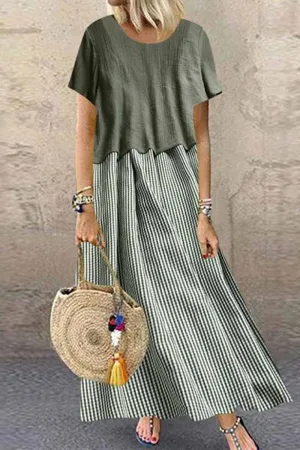 Loose Solid Color Two-piece Maxi Dress
