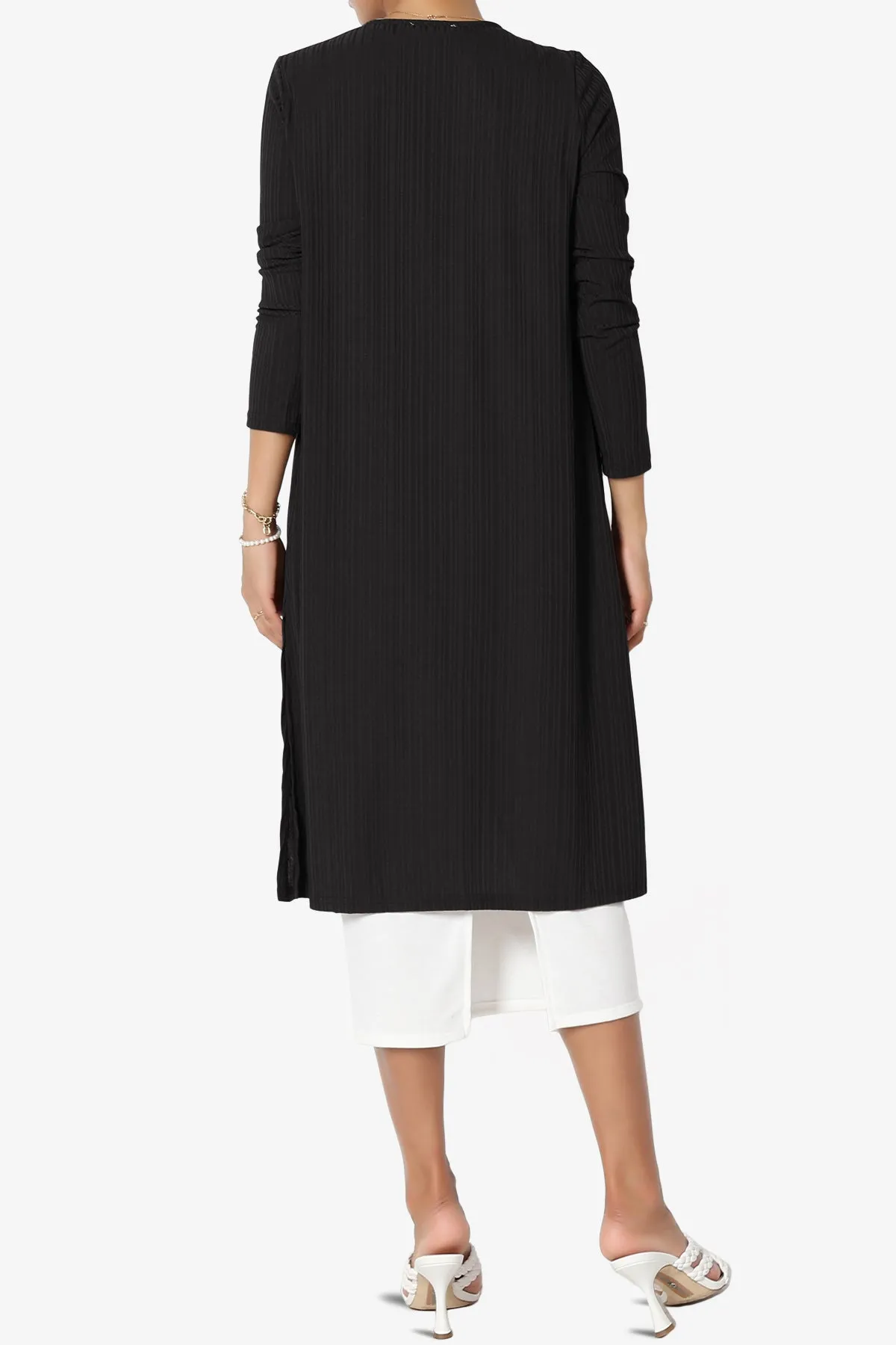 Lotto Rib Slit Longline Open Front Duster Cardigan