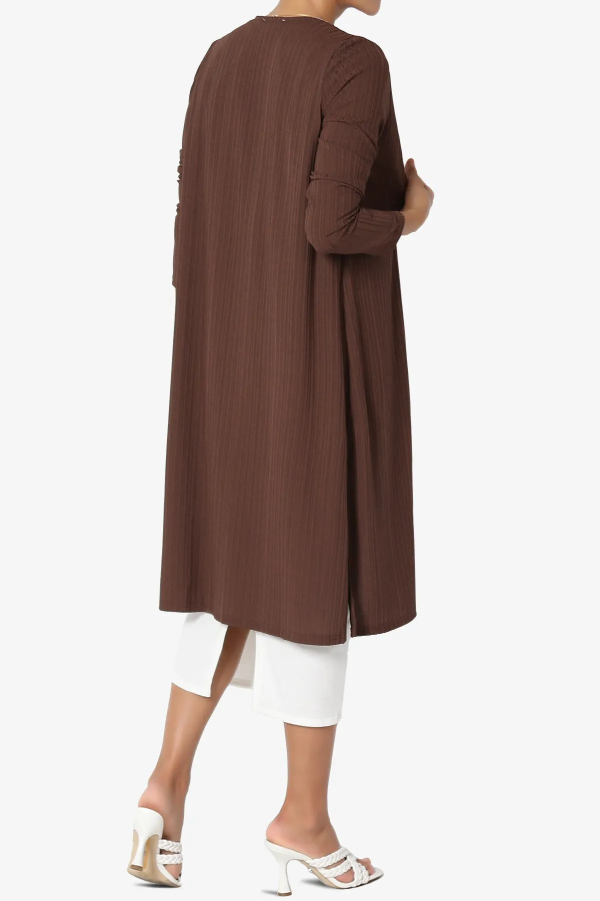 Lotto Rib Slit Longline Open Front Duster Cardigan