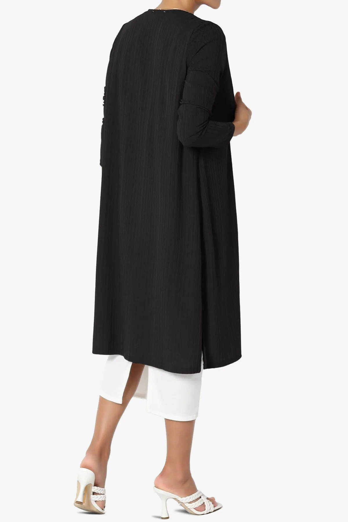Lotto Rib Slit Longline Open Front Duster Cardigan