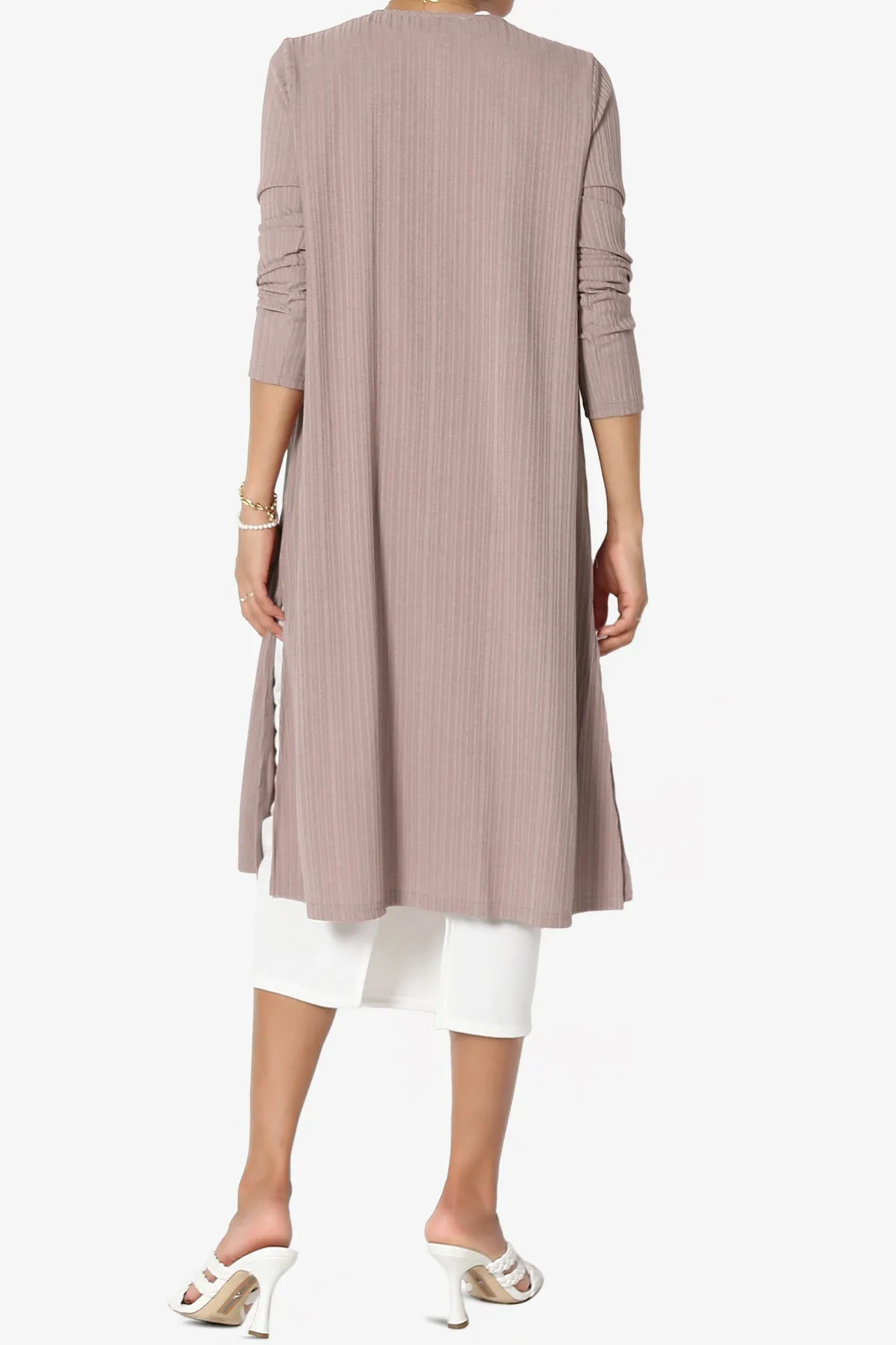 Lotto Rib Slit Longline Open Front Duster Cardigan