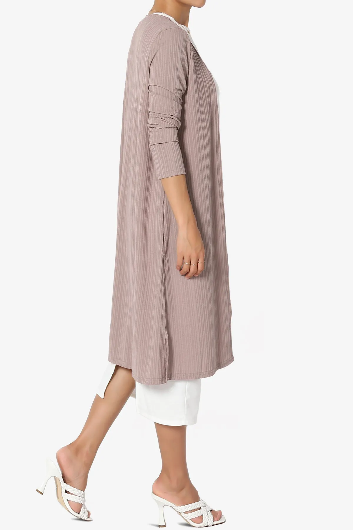 Lotto Rib Slit Longline Open Front Duster Cardigan