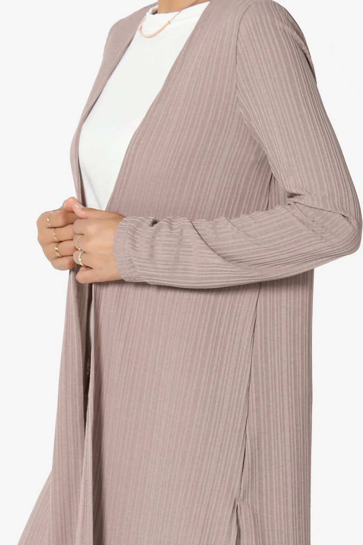 Lotto Rib Slit Longline Open Front Duster Cardigan