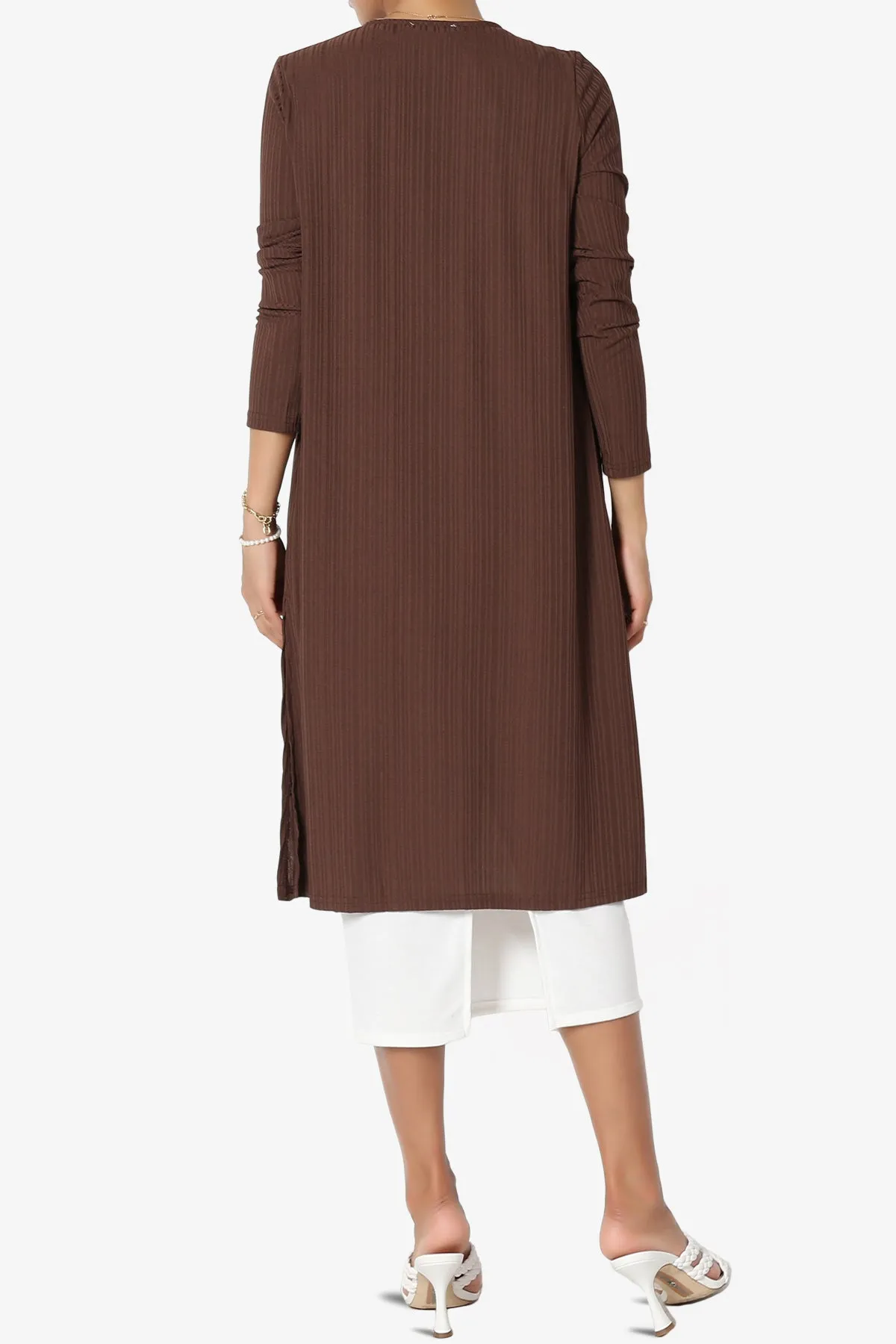 Lotto Rib Slit Longline Open Front Duster Cardigan
