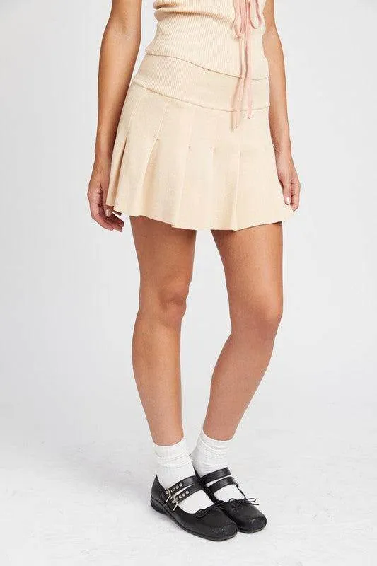 Low Waist Pleated Mini Skirt