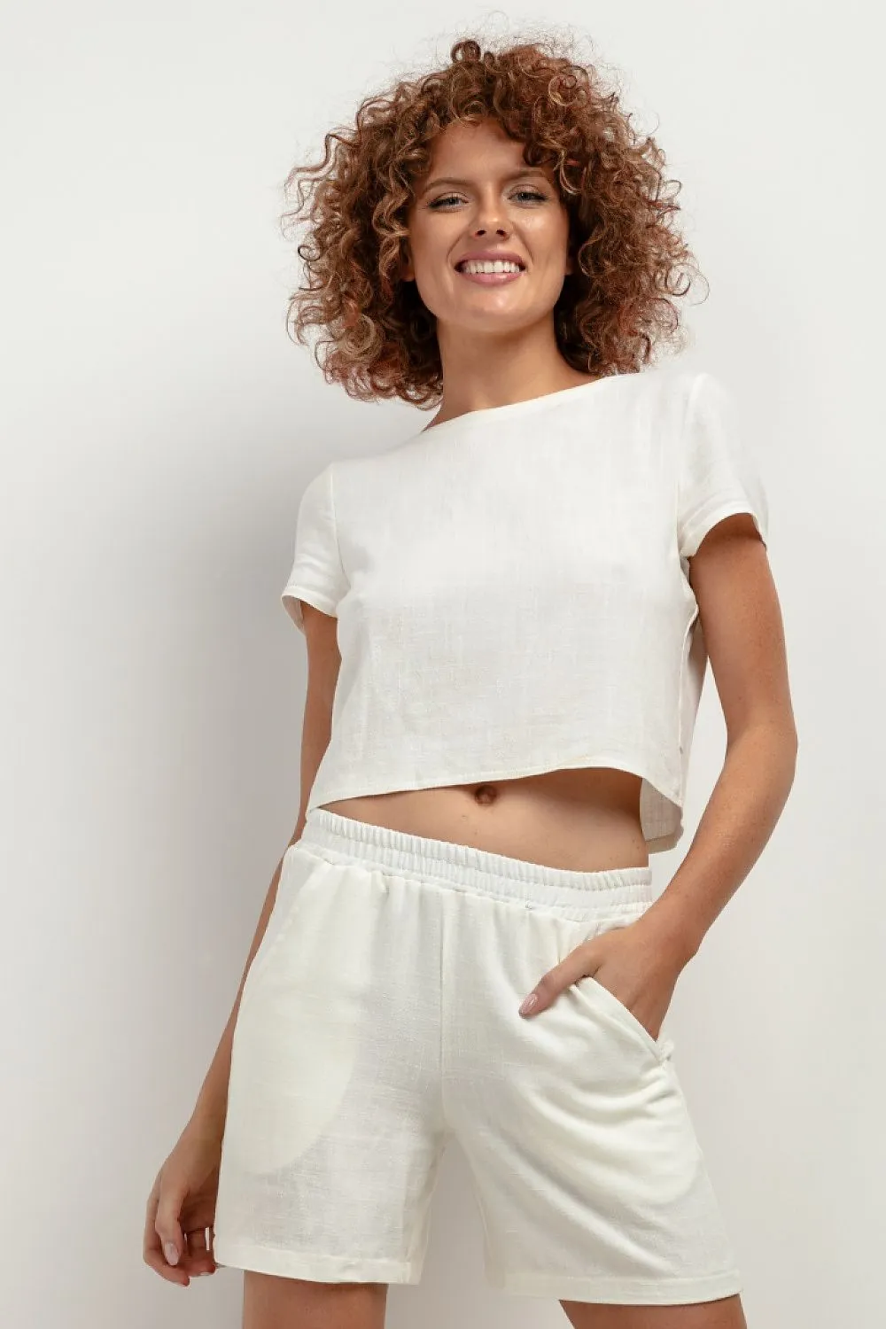 Luxe Linen Blend Short Blouse