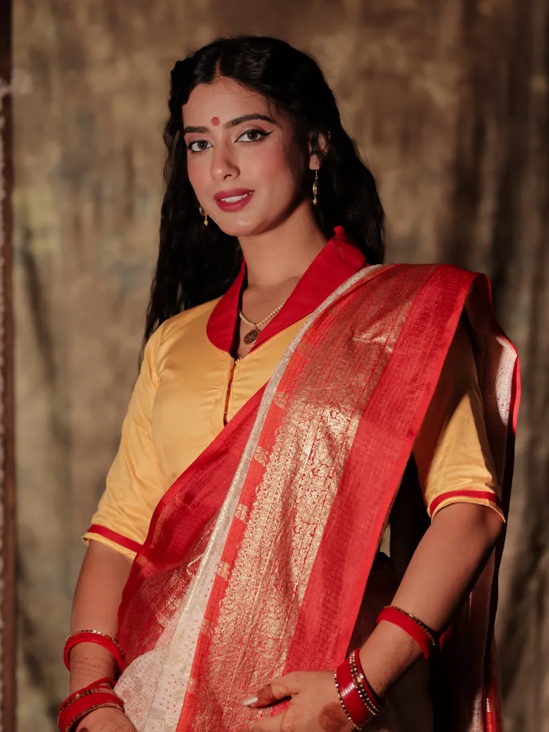 Maa Aschhe - Yellow Durga Handpainted Blouse