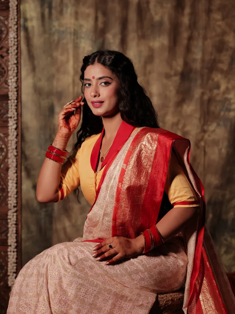Maa Aschhe - Yellow Durga Handpainted Blouse