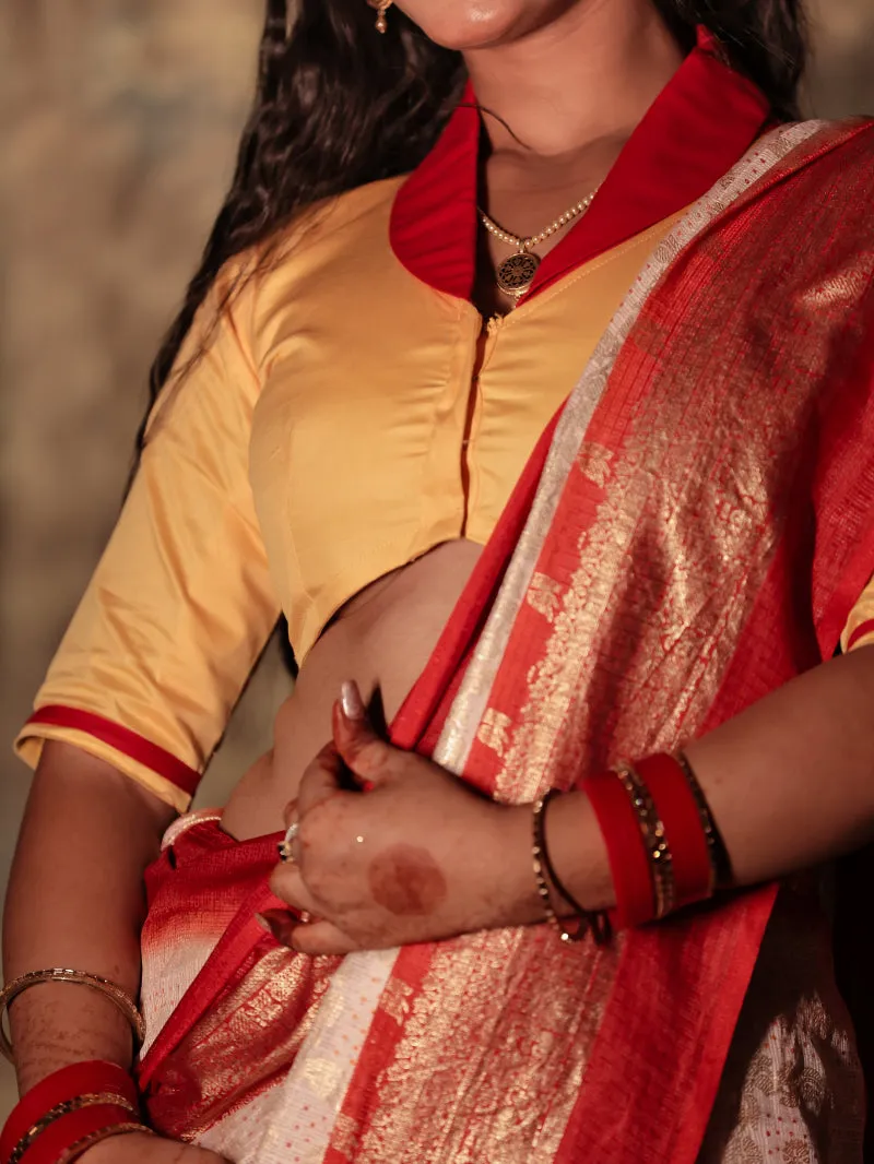 Maa Aschhe - Yellow Durga Handpainted Blouse