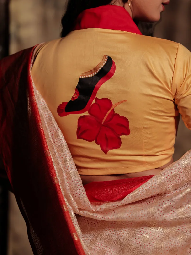 Maa Aschhe - Yellow Durga Handpainted Blouse