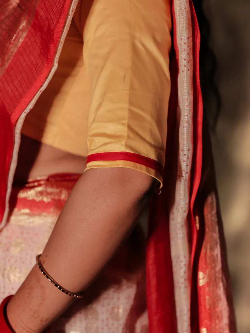 Maa Aschhe - Yellow Durga Handpainted Blouse