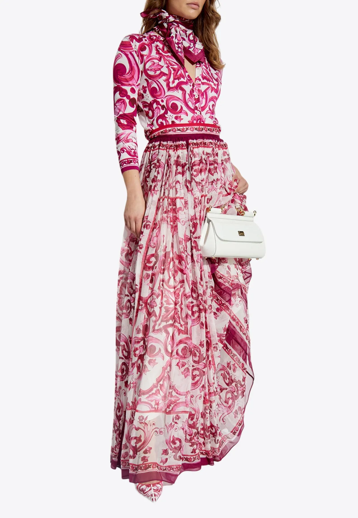 Majolica Print Silk Maxi Skirt