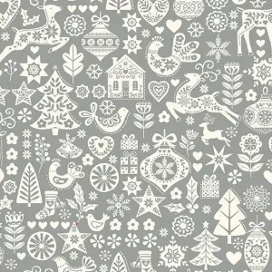 Makower Fabric | Scandi 23 | Icons | Silver