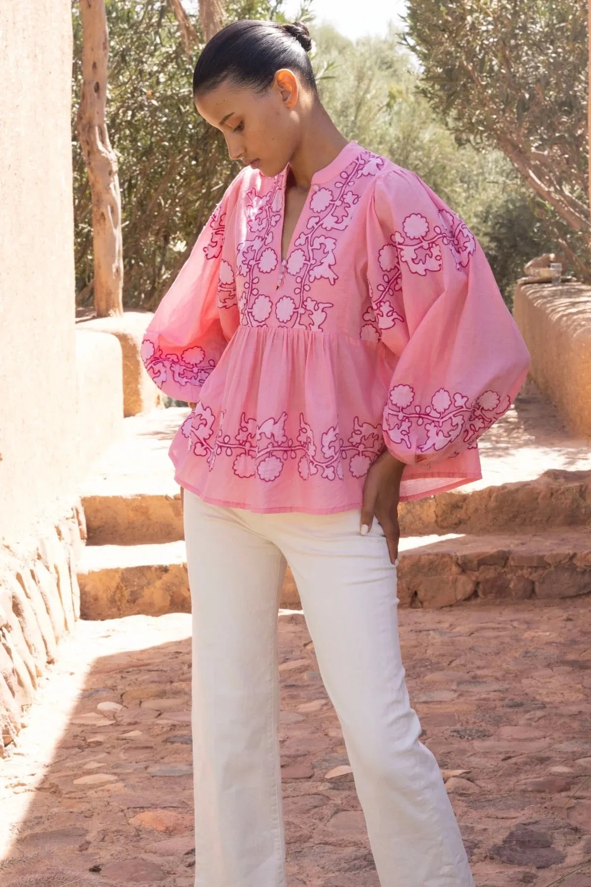 Mandarin Tangier Pink Blouse