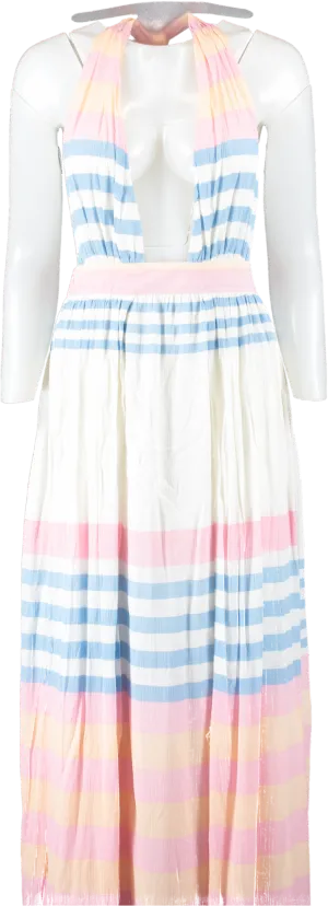 Mara Hoffman Multicoloured Crinkle Crepe Stripe Maxi Dress UK S