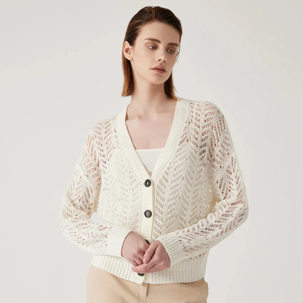 Margot – Pure Linen Open-Knit Cardigan