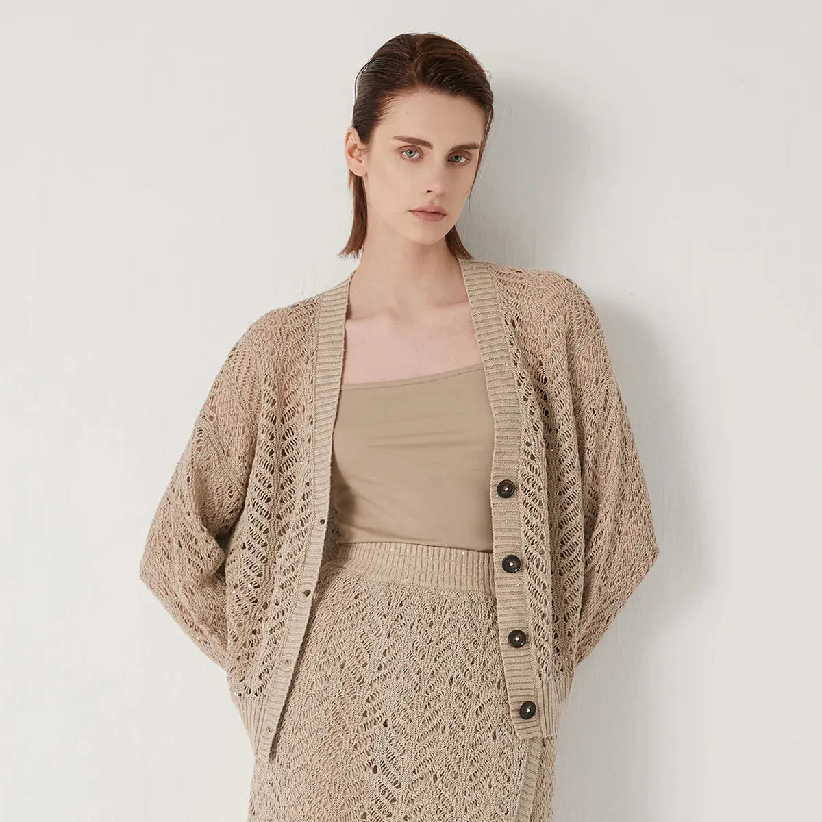 Margot – Pure Linen Open-Knit Cardigan