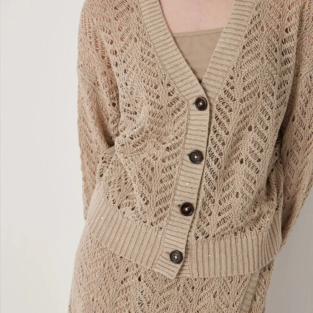 Margot – Pure Linen Open-Knit Cardigan