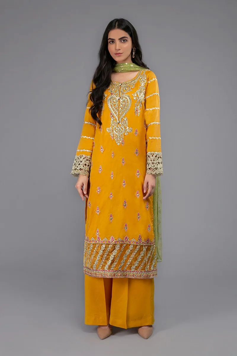 Maria B Eid Outfit in Mustard Color #M9039