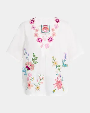 Maureen Linen V-Neck Blouse