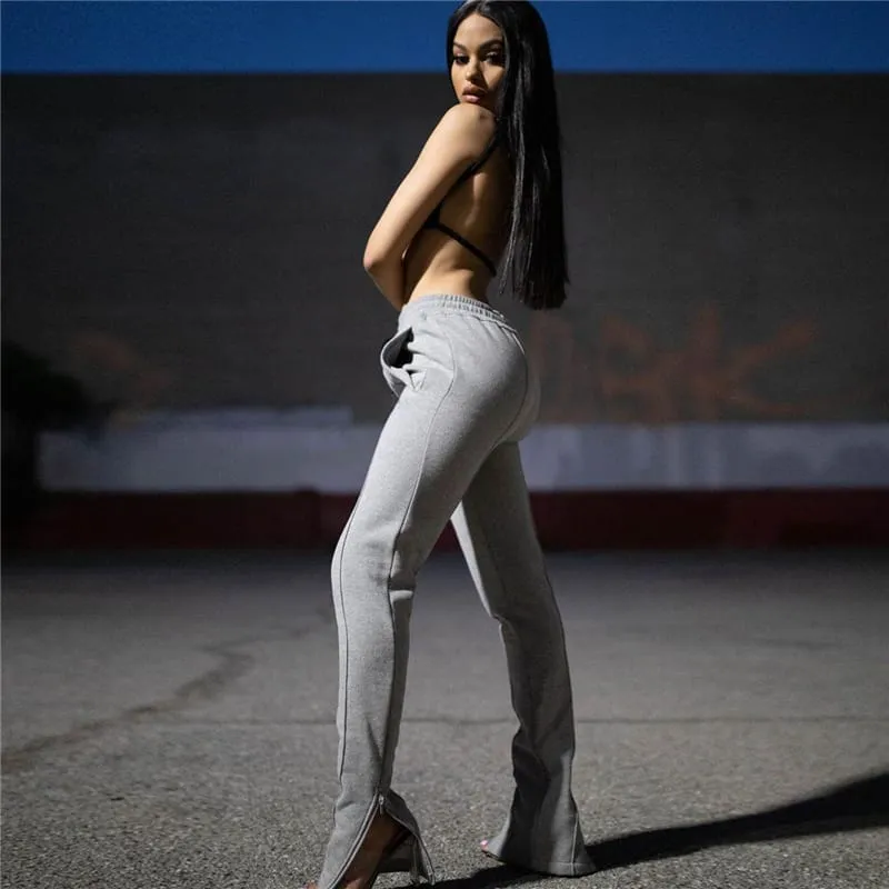 Maven High-Waisted Slim-Fit Flared Split-Hem Pants