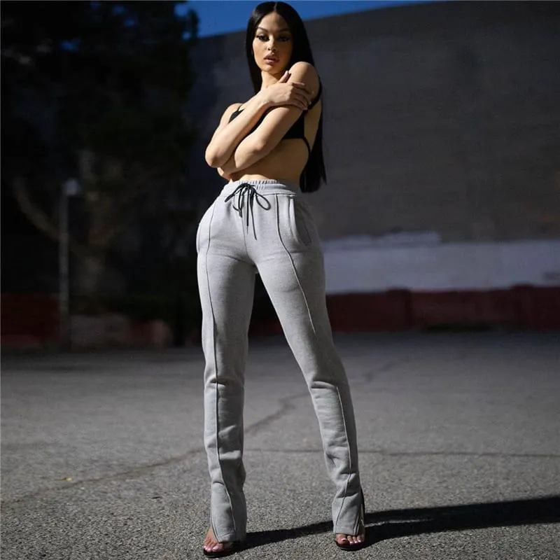 Maven High-Waisted Slim-Fit Flared Split-Hem Pants