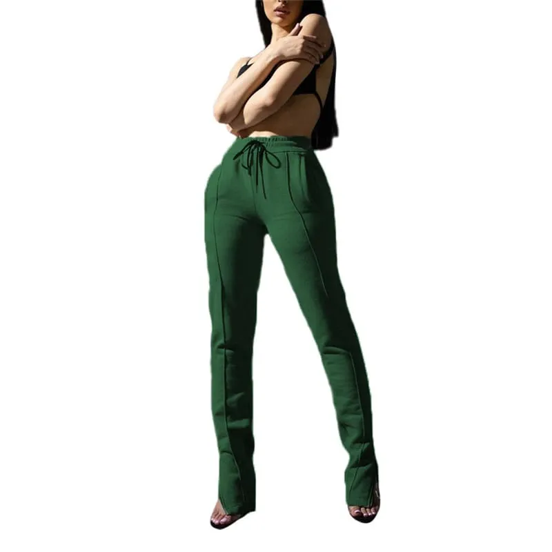 Maven High-Waisted Slim-Fit Flared Split-Hem Pants