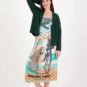 ME369 Vanessa Safari Midi Printed Skirt