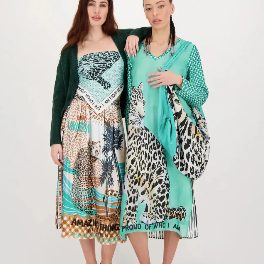 ME369 Vanessa Safari Midi Printed Skirt