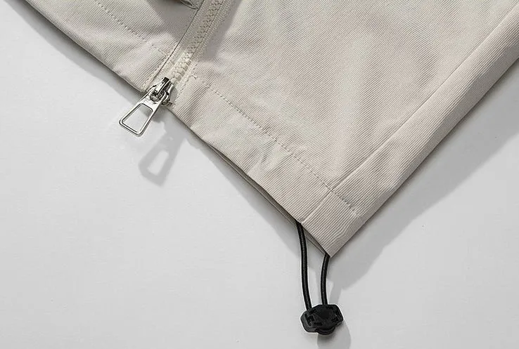 Men's Relaxed-Fit Cargo Rain Coat with Drawstring Hem and Hood