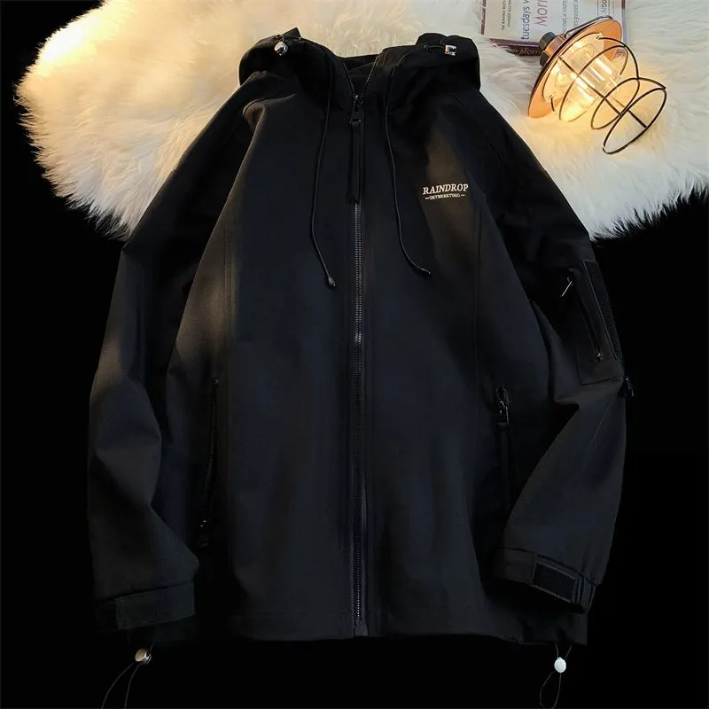 Men's Solid Color Hooded Raincoat Perfect for Outdoor Camping