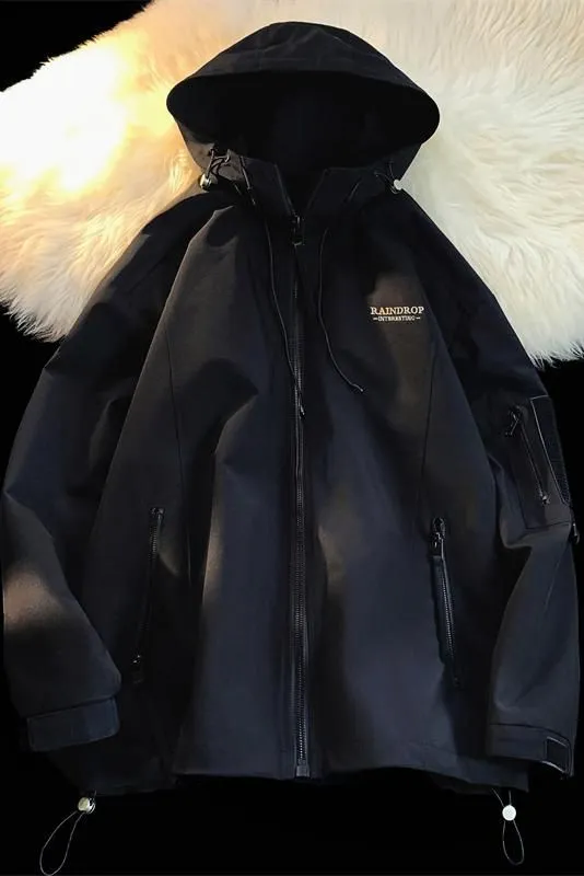 Men's Solid Color Hooded Raincoat Perfect for Outdoor Camping
