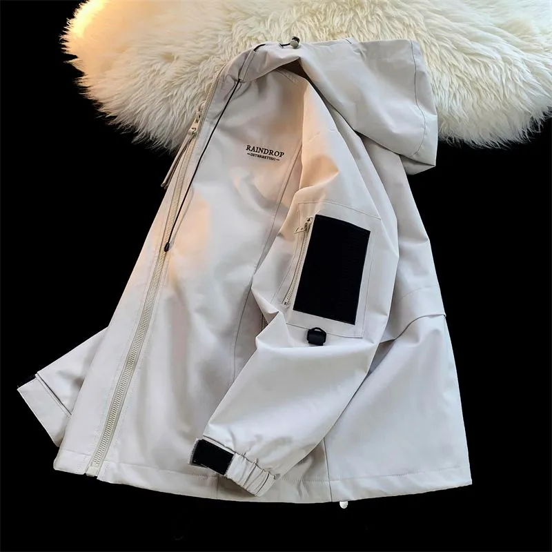 Men's Solid Color Hooded Raincoat Perfect for Outdoor Camping