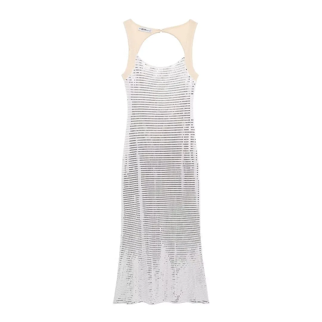 Mesh Strap Sequin Gown