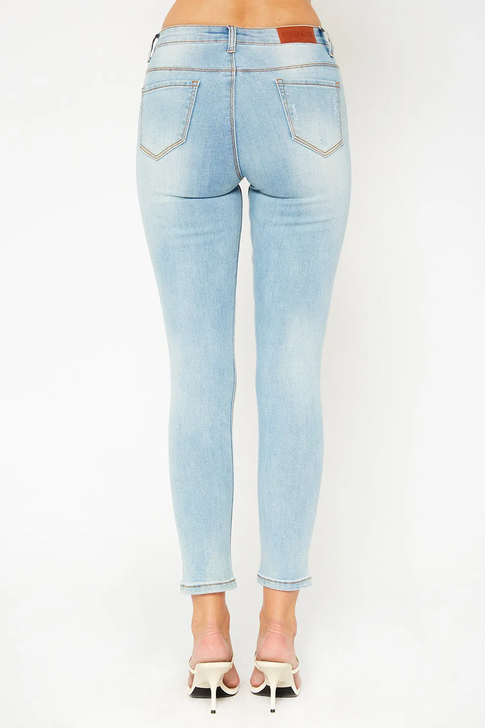 Mid-rise skinny light blue denim pants
