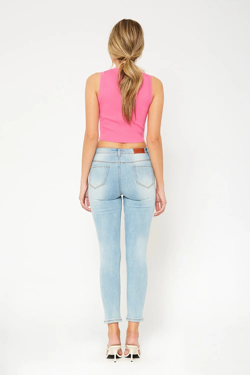 Mid-rise skinny light blue denim pants