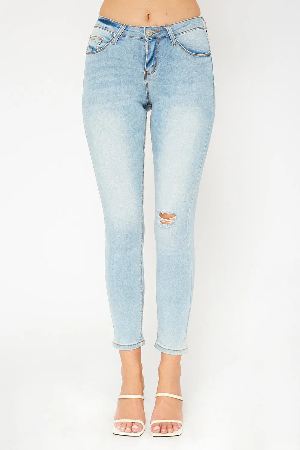 Mid-rise skinny light blue denim pants