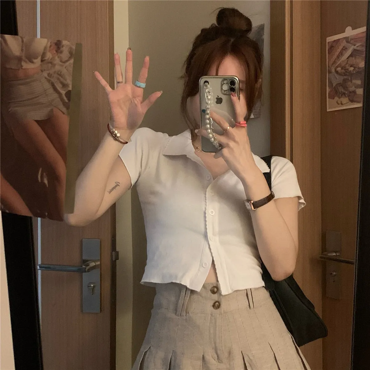Mini skirt Spring and Summer Fashion High Waist Pleated Skirt