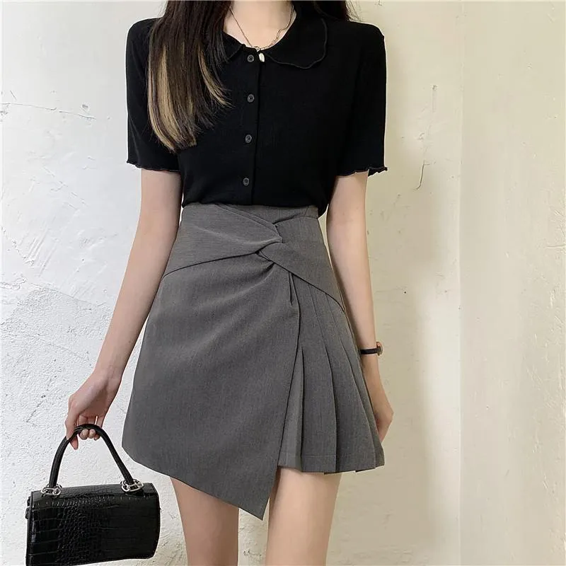 Mini Skirts Women  Leisure Pleated High Waist Skirt