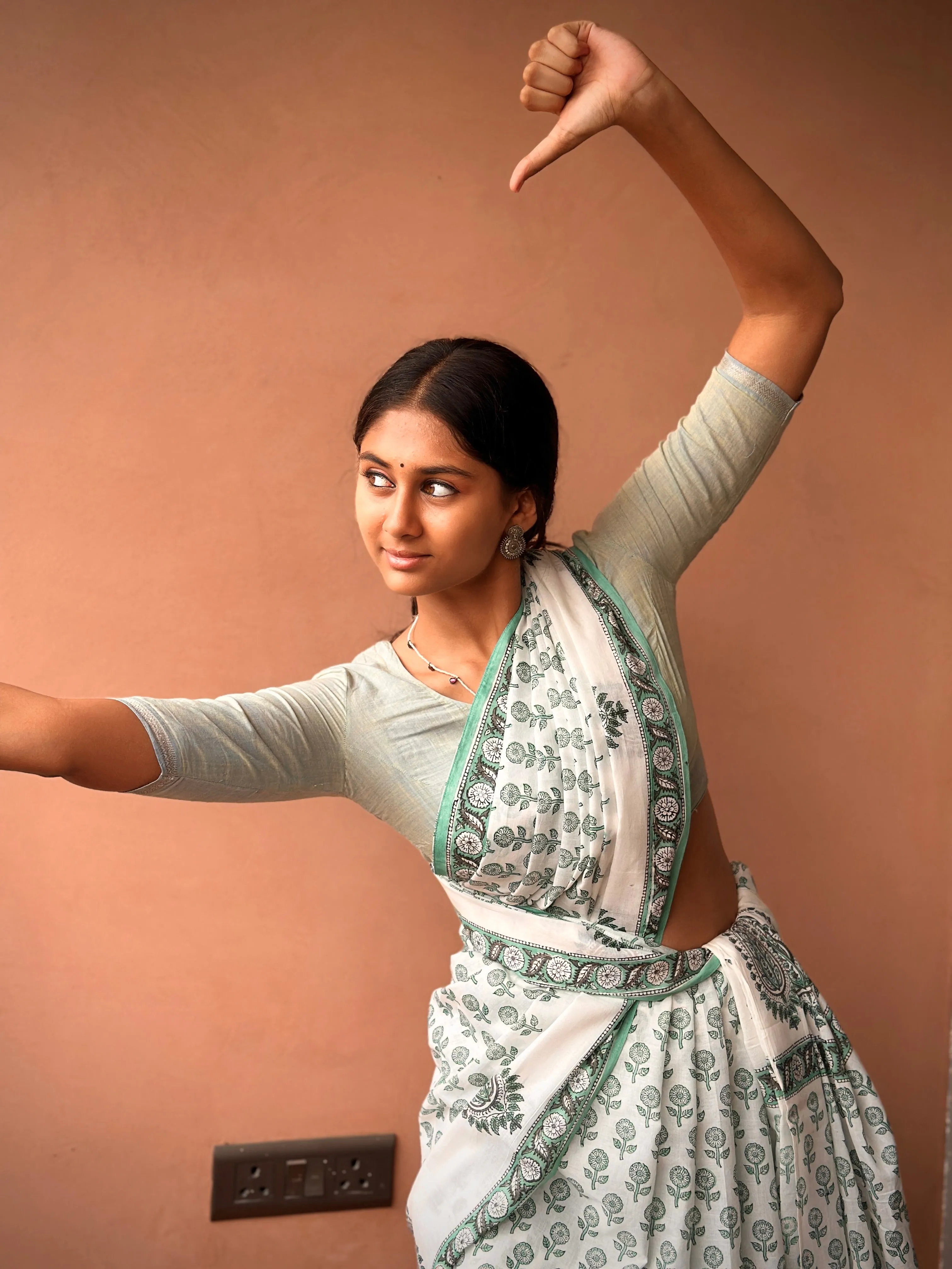 Mint Blossom | Printed Practice Saree