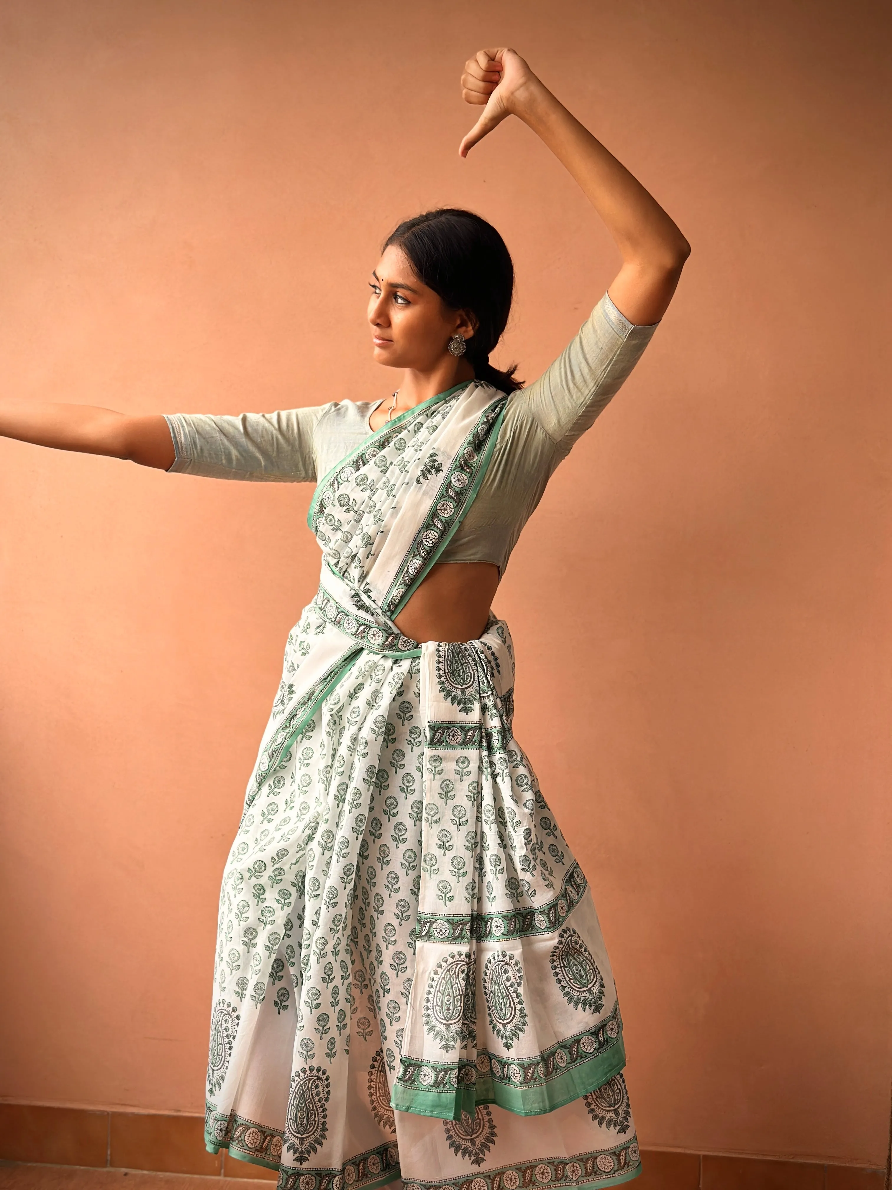 Mint Blossom | Printed Practice Saree