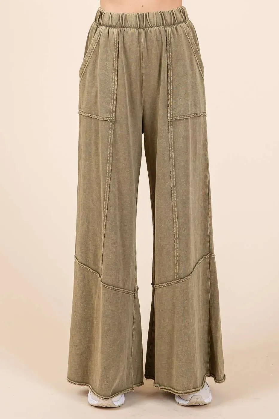 Mittoshop Mineral Wash Wide Flared Leg Pants