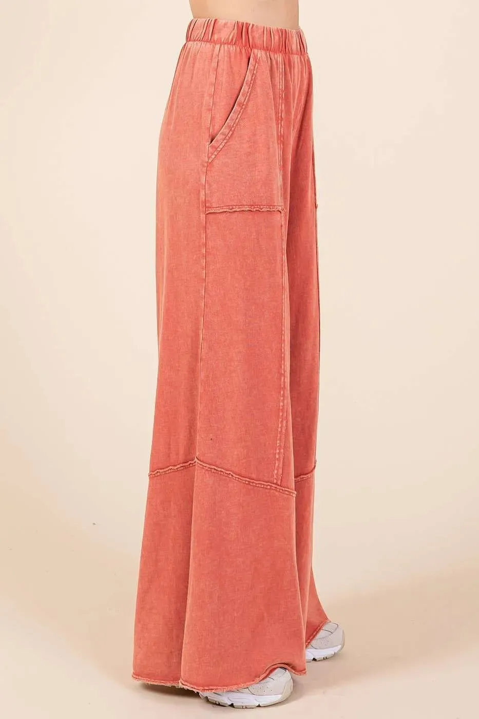 Mittoshop Mineral Wash Wide Flared Leg Pants