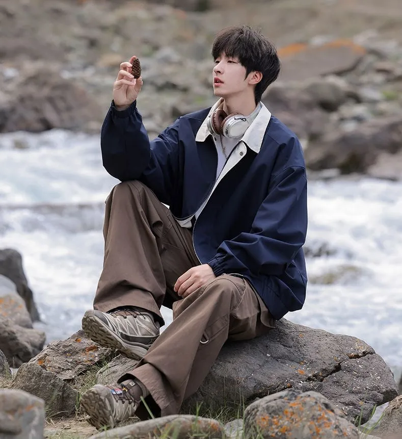 Modern Relaxed-fit Rain Jacket for Men with Windproof Features