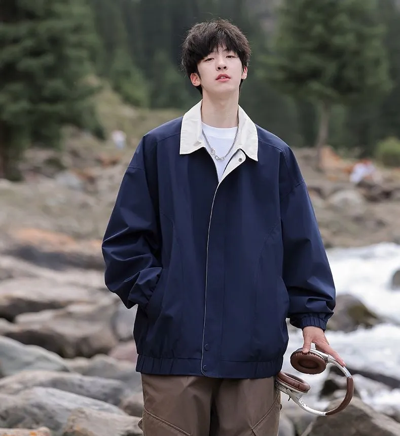Modern Relaxed-fit Rain Jacket for Men with Windproof Features