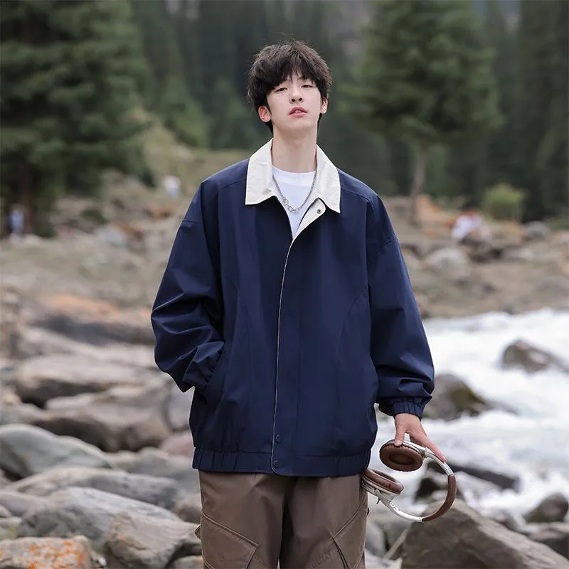 Modern Relaxed-fit Rain Jacket for Men with Windproof Features