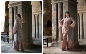 Modest Pakistani Designer Dress in Baby Pink and Gray Color - C1708