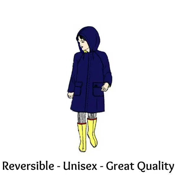 MTC Kids Unisex Nylon Reversible Rain Parka Jacket (Sizes 2 - 14)