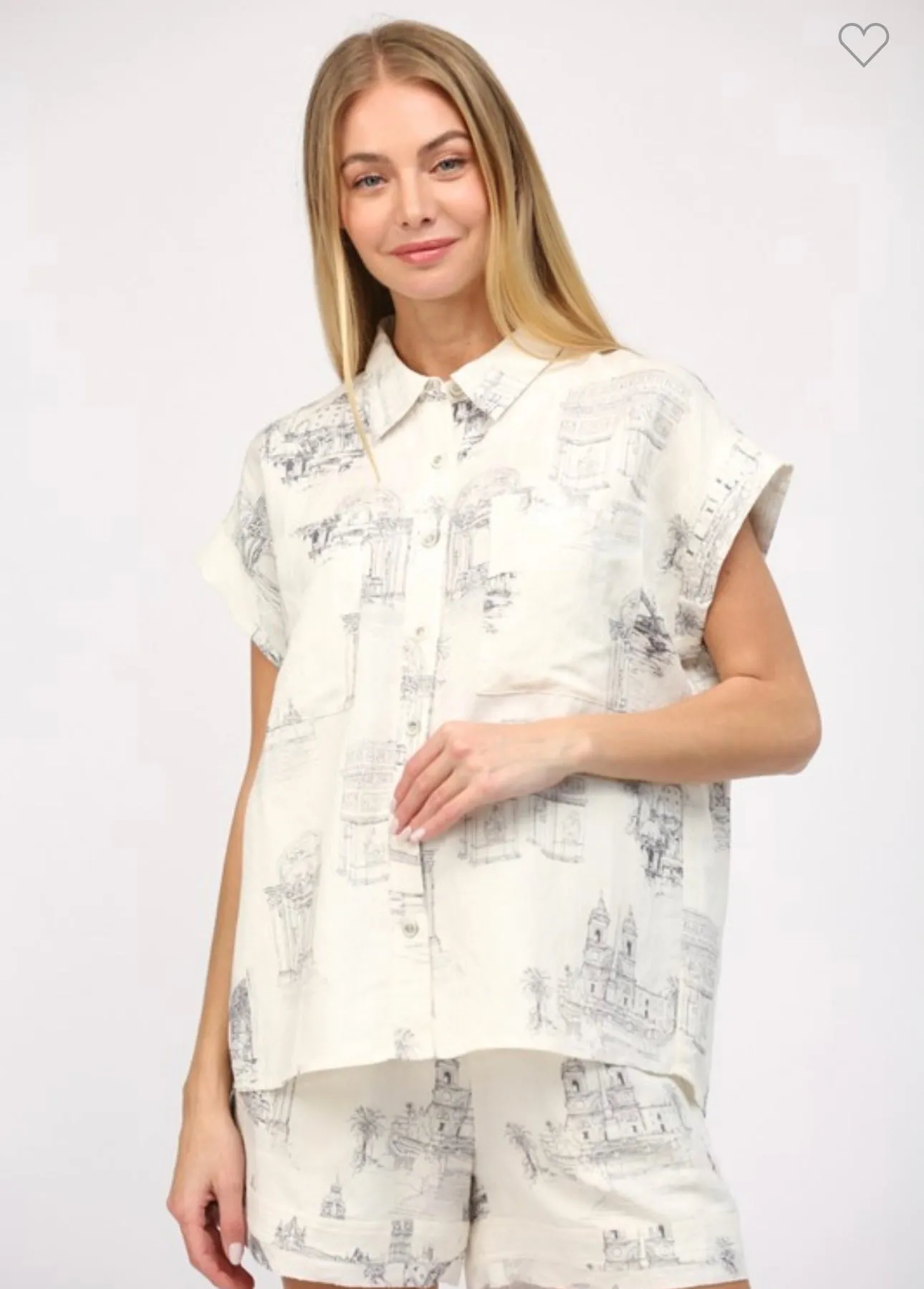 Navy Landmark Shorts Set